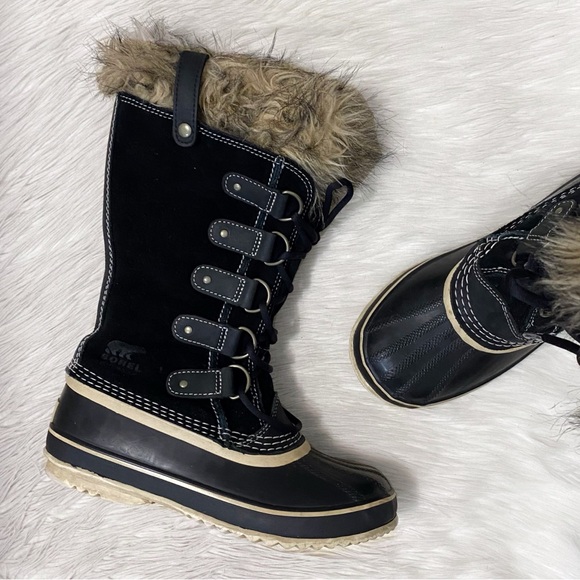 Sorel Shoes - Sorel Black Quarry Fur Trim Joan Of Arctic Waterproof Winter Tall Snow Boot